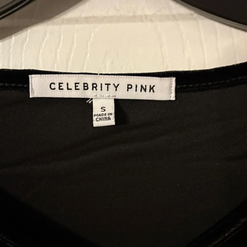 Celebrity Pink Black Velvet Bodysuit - Picture 2 of 3